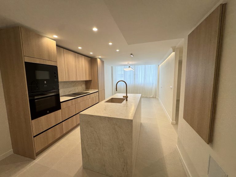 vista de cocina y salon